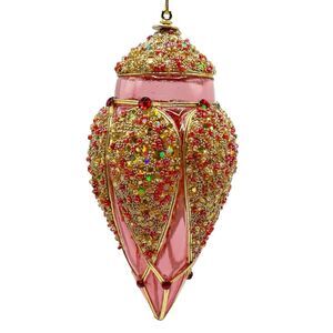 Vintage Christmas Lantern Beaded Plastic Tear Drop Christmas Tree Ornament 7.5"